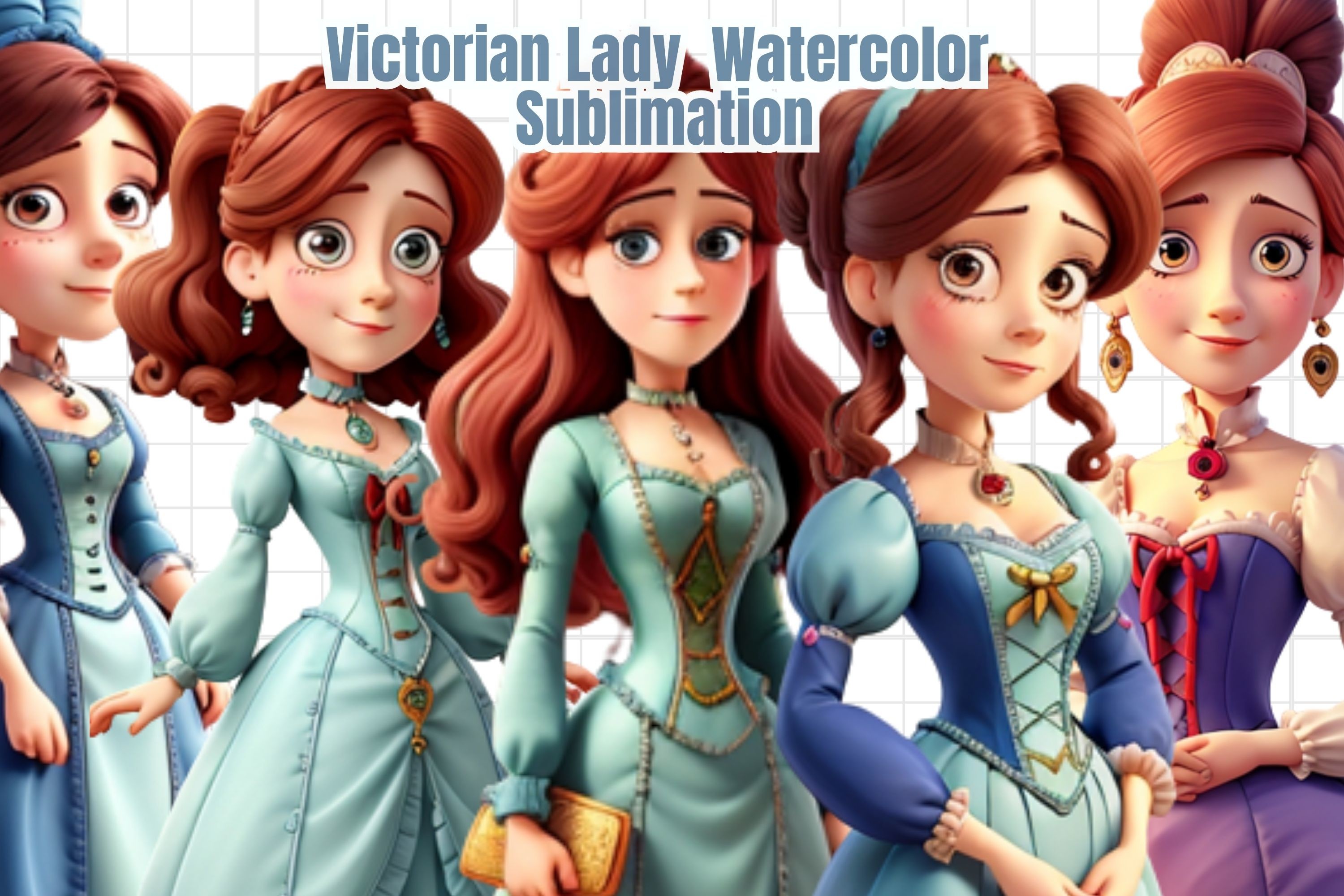 Victorian Lady Watercolor Sublimation