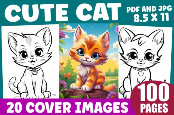 100 Cute Cat Coloring Pages for Kids