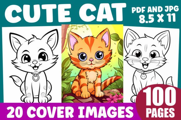 100 Cute Cat Coloring Pages for Kids