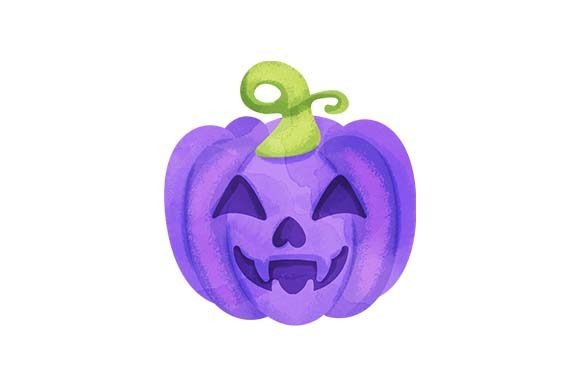 Purple Halloween Pumpkin - Watercolor