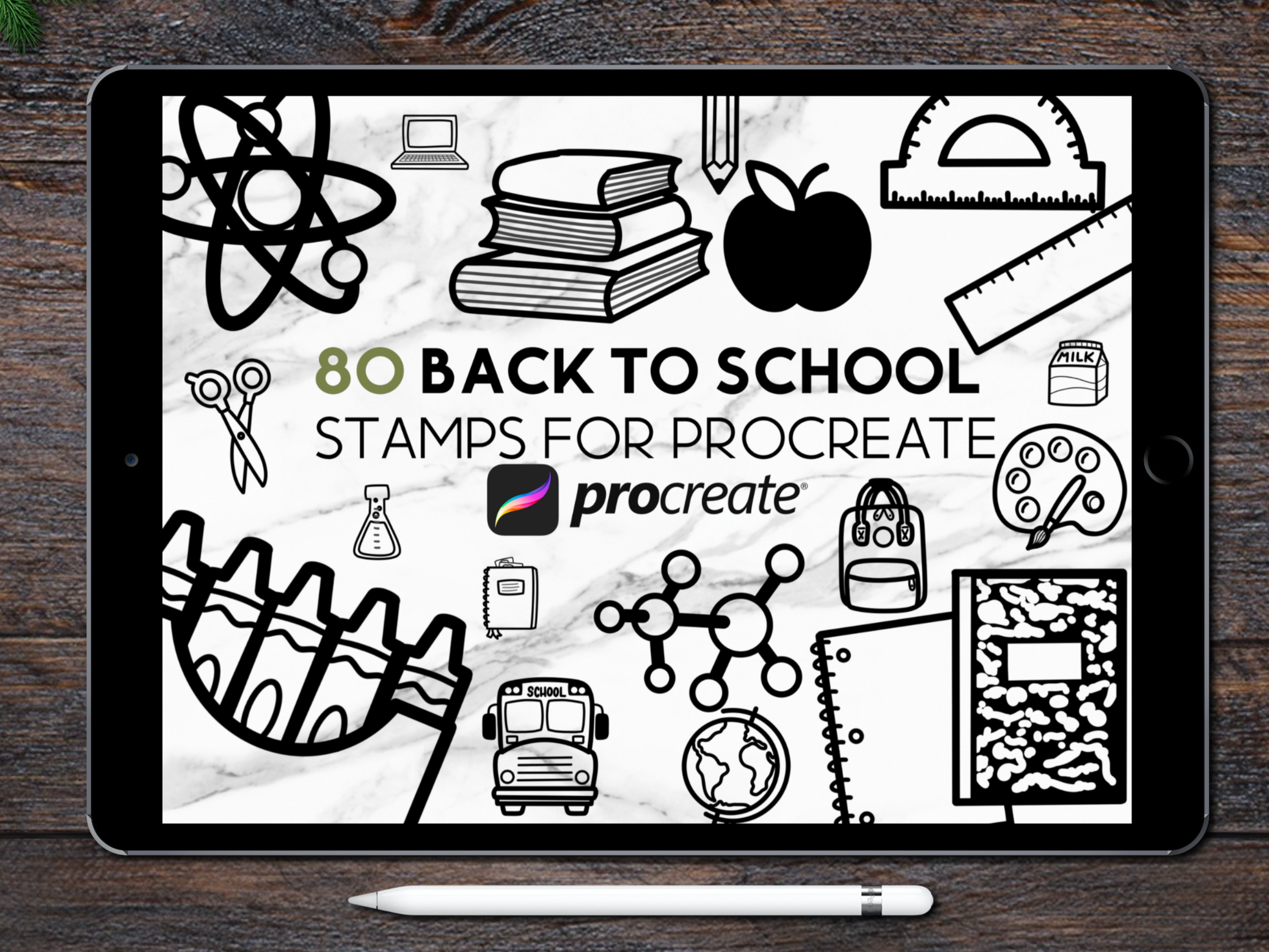 Back to School Procreate Stamp Brush Set Graphic by HalieKStudio ...