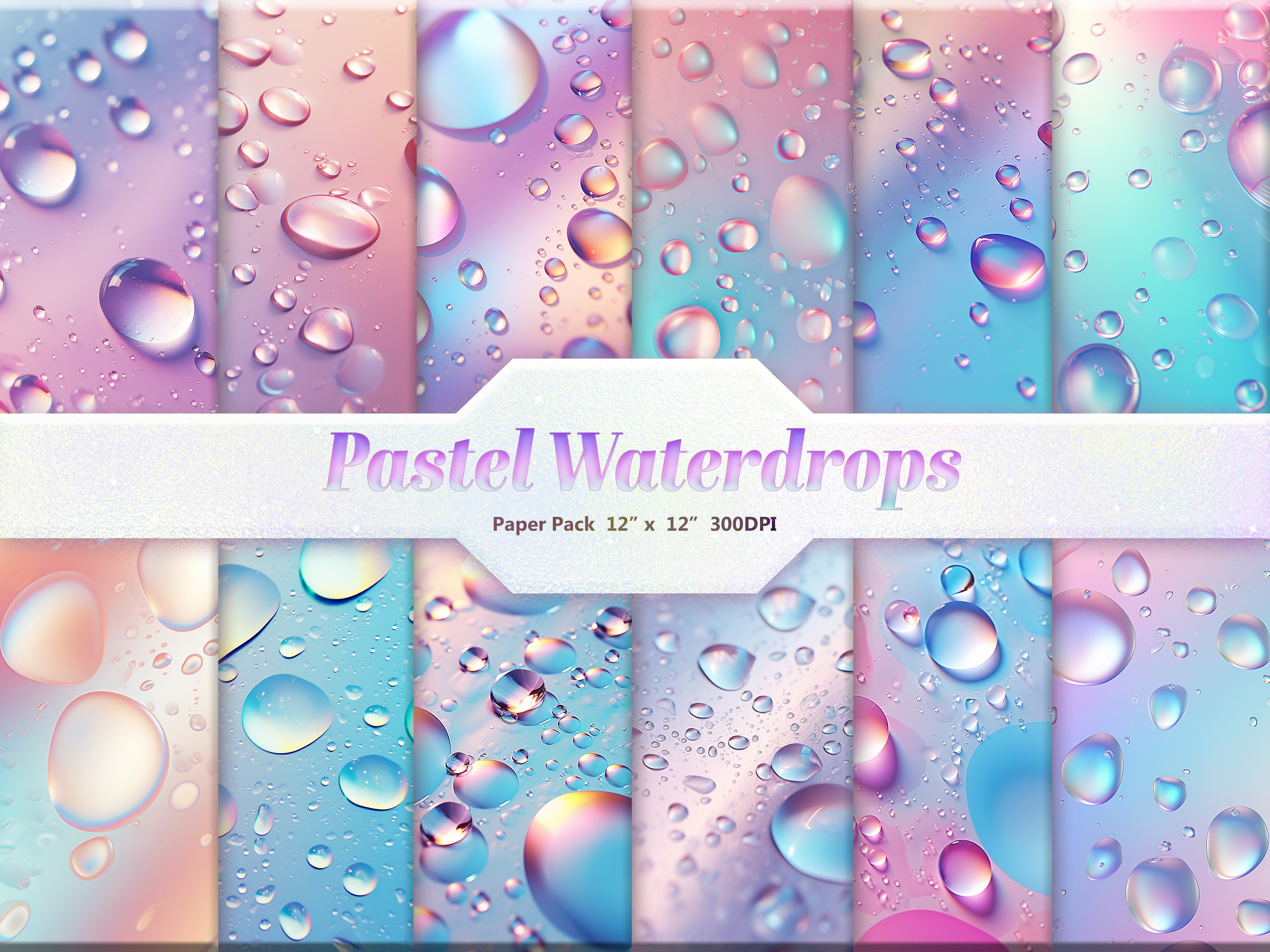 Pastel Waterdrops Digital Paper Pack Graphic by DifferPP · Creative Fabrica