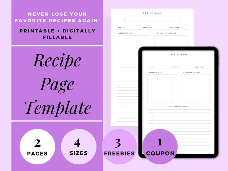 Simple Recipe Card Template Printable