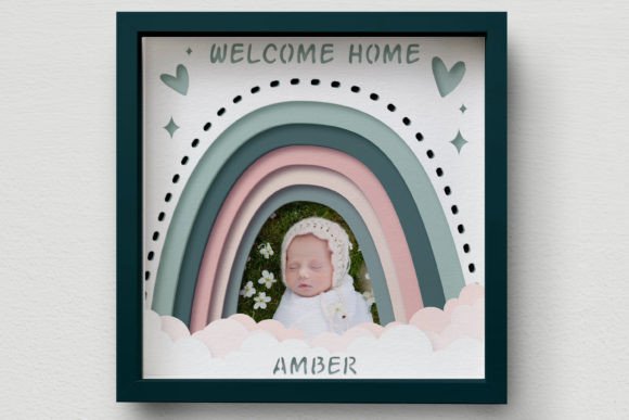 3D Baby Photo Frame Shadow Box SVG Caixas de sombra Artesanato SVG 3D Por SVGdesigns