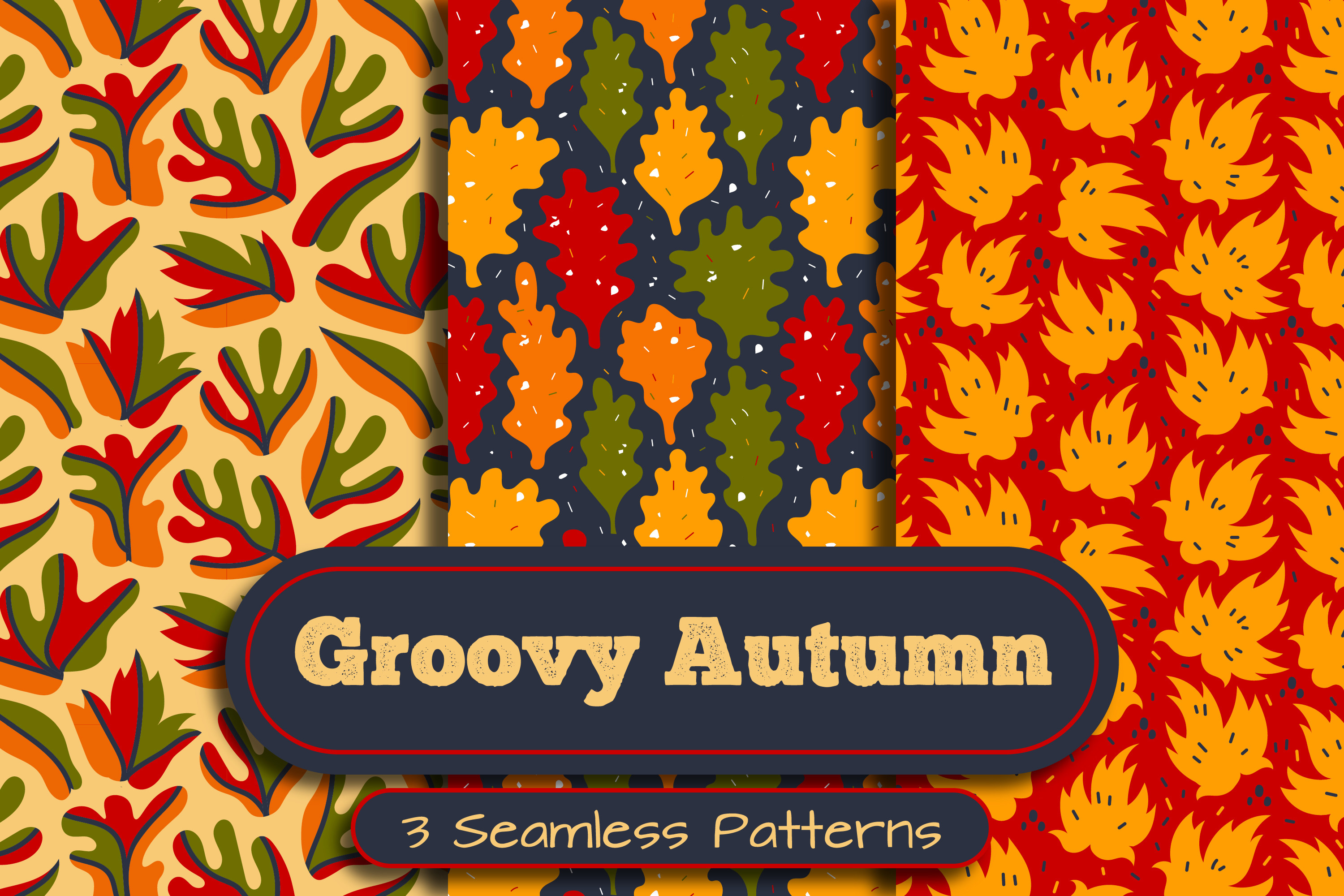 Groovy Autumn Seamless Patterns Graphic by Rin Green · Creative Fabrica