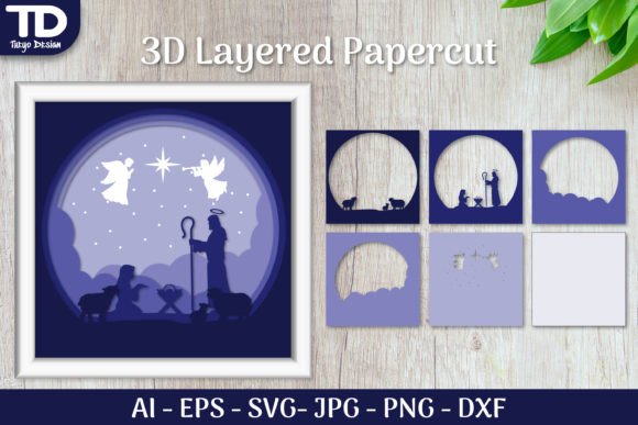 Nativity Scene Christmas Layered Papercut