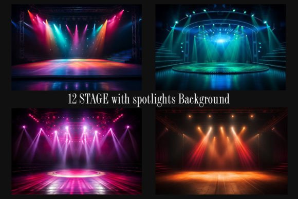 Set of Stage with Spotlights Background