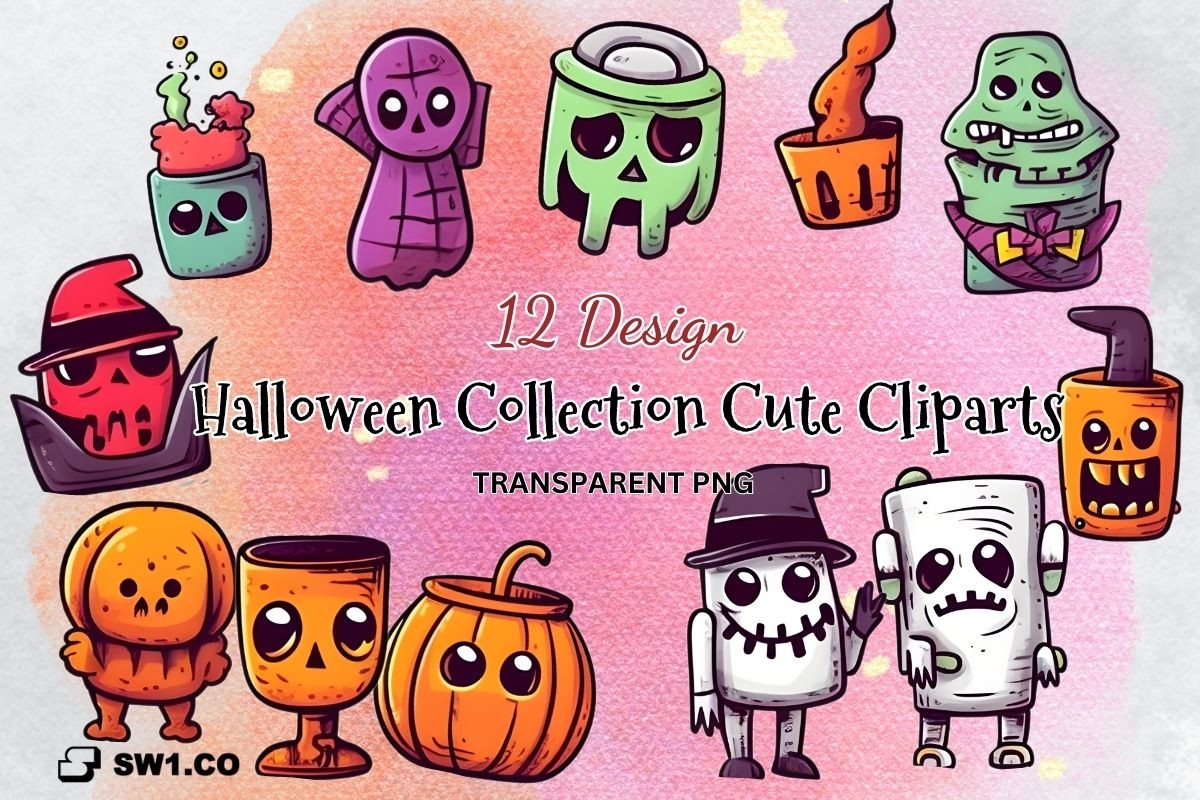 Watercolor Cute Halloween Clipart Graphic by sw1co design · Creative ...