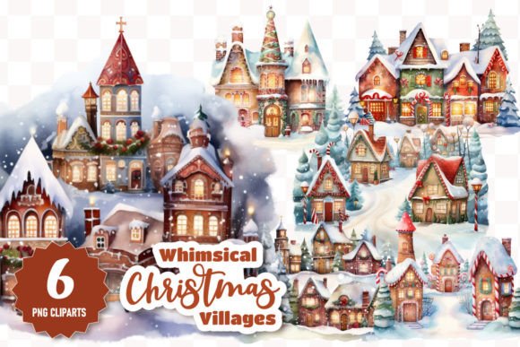 Whimsical Christmas Villages 01 Grafik KI Transparente PNGs Von DrawStudio1988