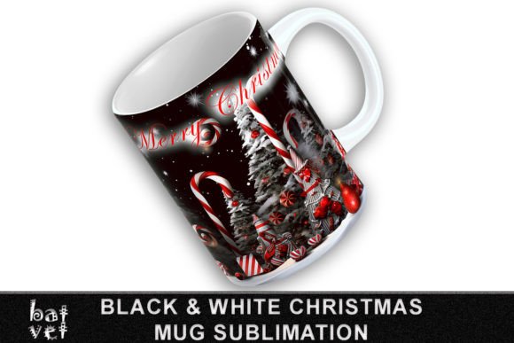Black and White Christmas Mug Print