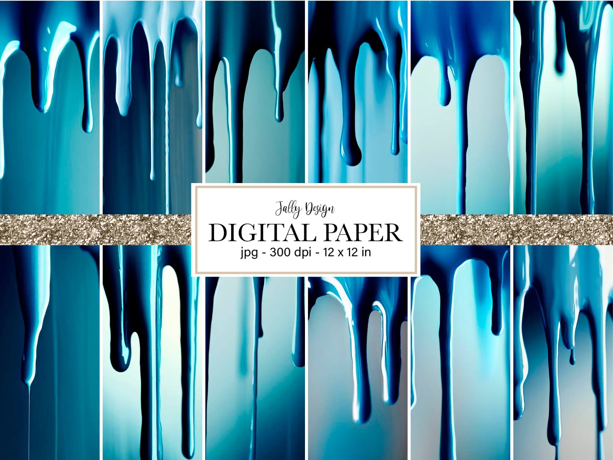 Blue Dripping Paint Digital Paper Graphic by jallydesign · Creative Fabrica