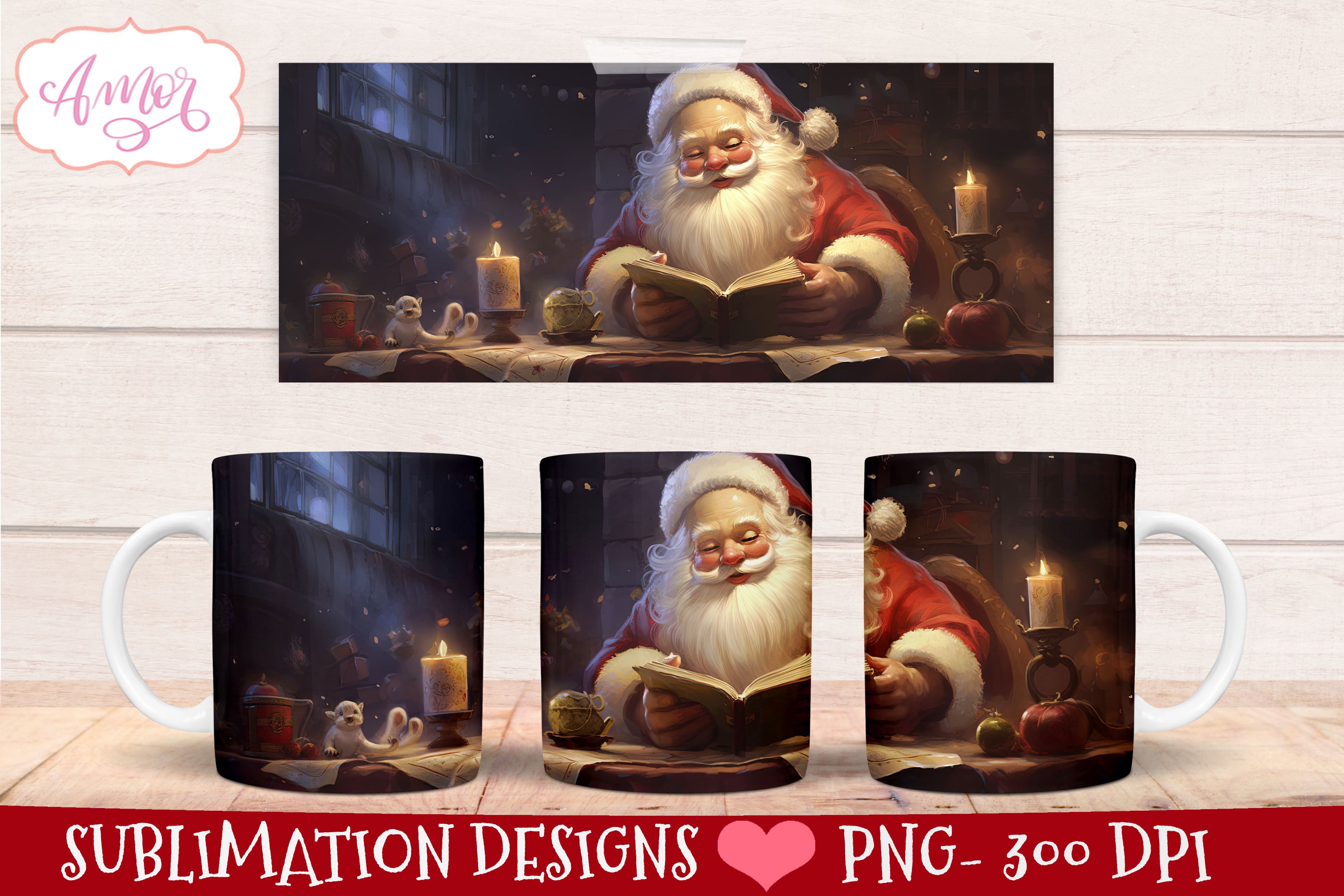 Santa Claus Mug Wrap Sublimation PNG Graphic by Amorclipart · Creative ...