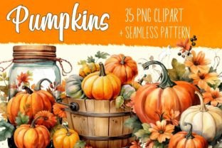 Watercolor Fall Pumpkin Clipart Bundle Graphic by Andel creative ...