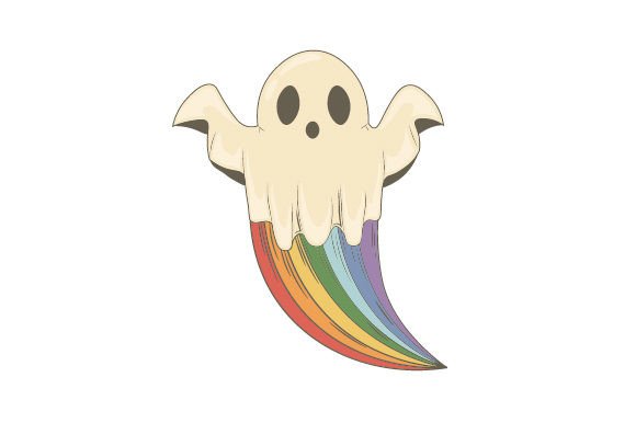 Retro Groovy Halloween Ghost Rainbow