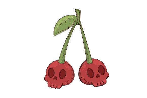 Retro Groovy Halloween Skull Cherry