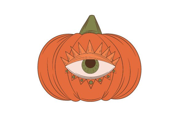 Retro Groovy Halloween Pumpkin with Eye