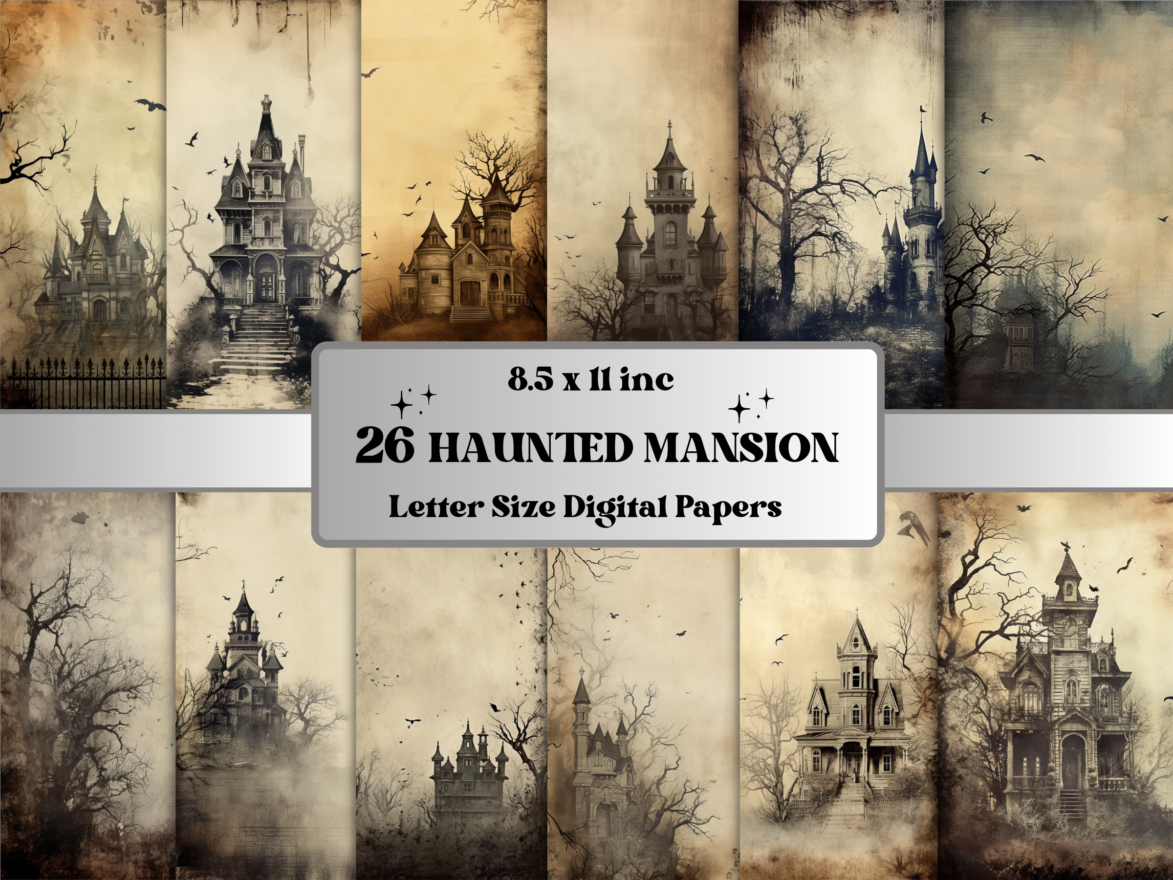 Haunted Paper Vector Halloween Haunted Mansion Digital Paper Graphic by ...