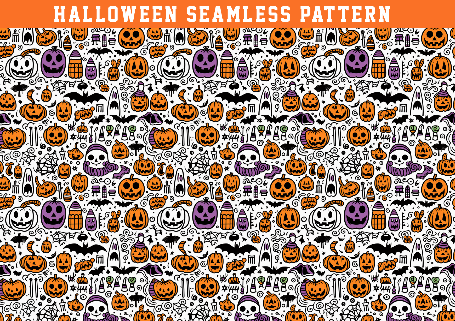 Halloween Seamless Pattern Graphic by seasonal · Creative Fabrica