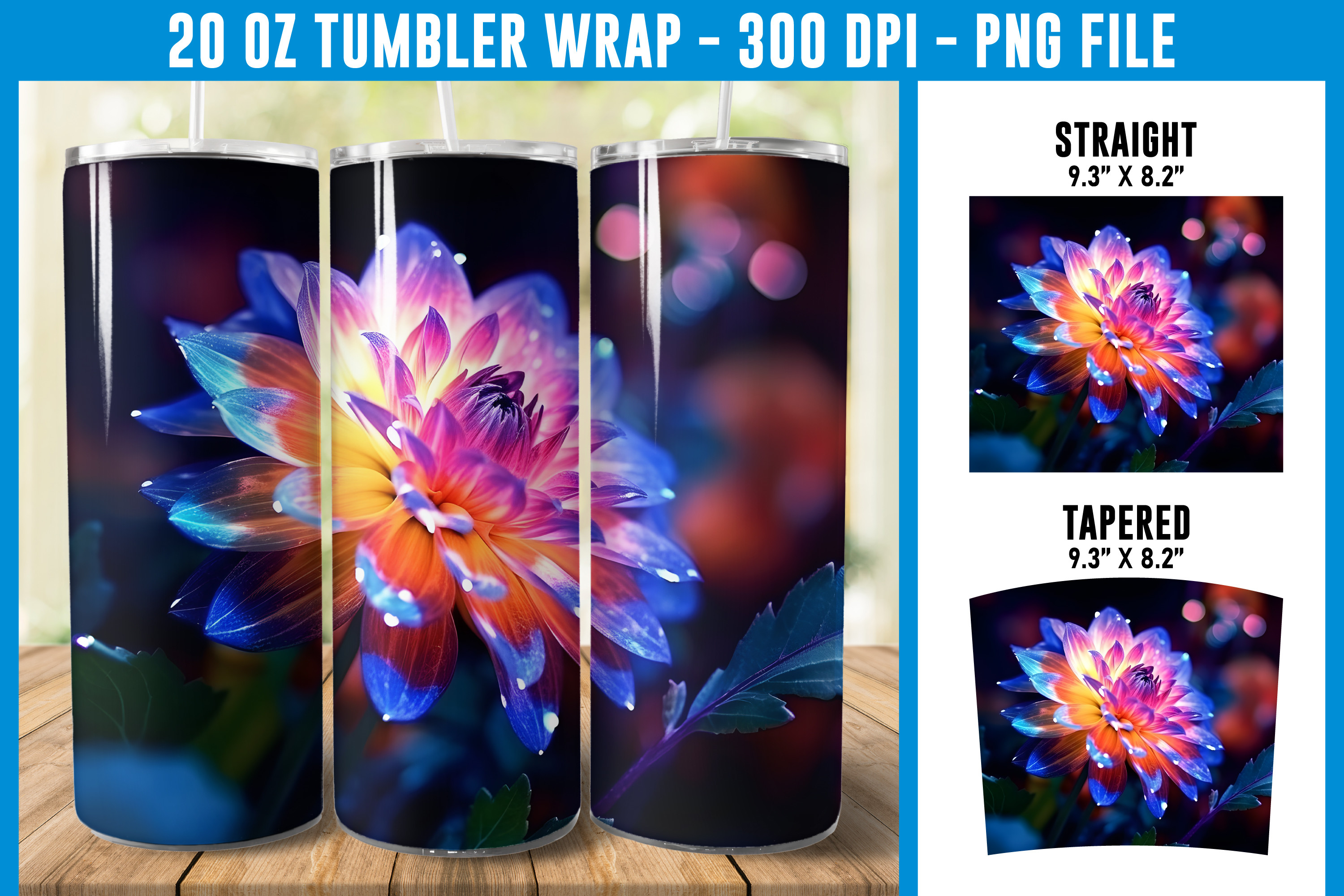 Neon Flower Tumbler Wrap Graphic by ART Fanatic · Creative Fabrica