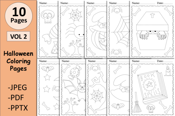 10 Halloween Coloring Pages for Kids Graphic by Ahmed Sherif · Creative ...