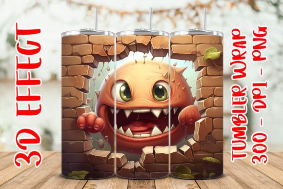 3D Cute Monster Flower Tumbler 6 Graphic Backgrounds By Mewtiverse Lab