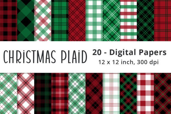 Christmas Plaid Digital Backgrounds
