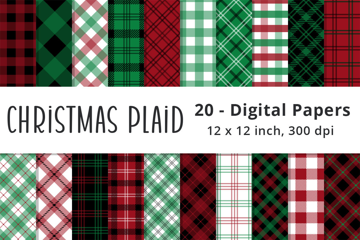 Christmas Plaid Digital Backgrounds