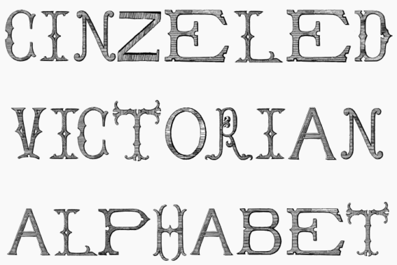 Cinzeled Victorian Alphabet Font PNG with transparent background - Preview 2