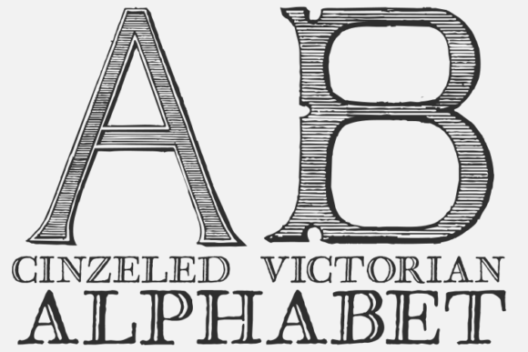 Cinzeled Victorian Alphabet Font PNG with transparent background - Preview 4