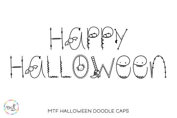 Halloween Doodle Caps Font PNG with transparent background - Preview 2