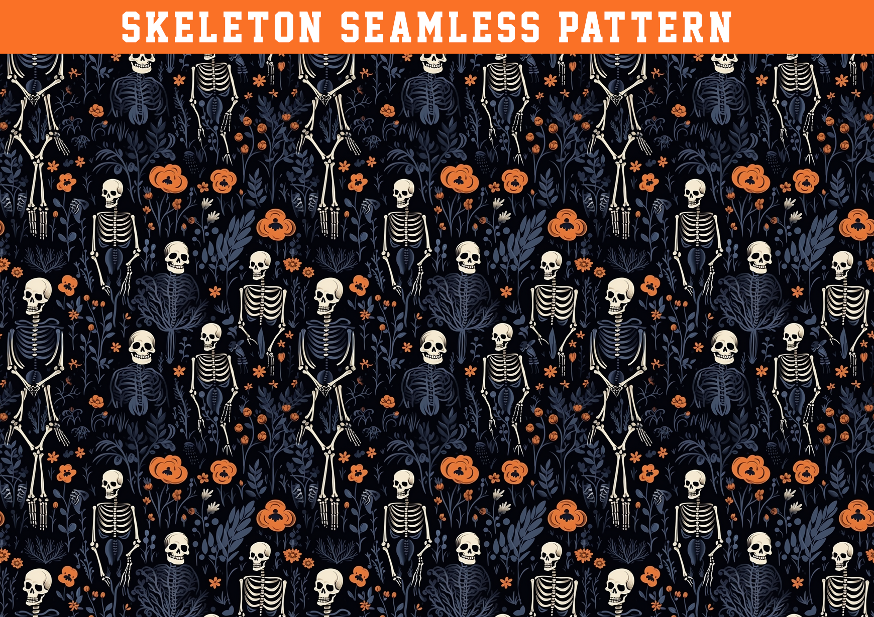 Halloween Skull Seamless Pattern Graphic by seasonal · Creative Fabrica