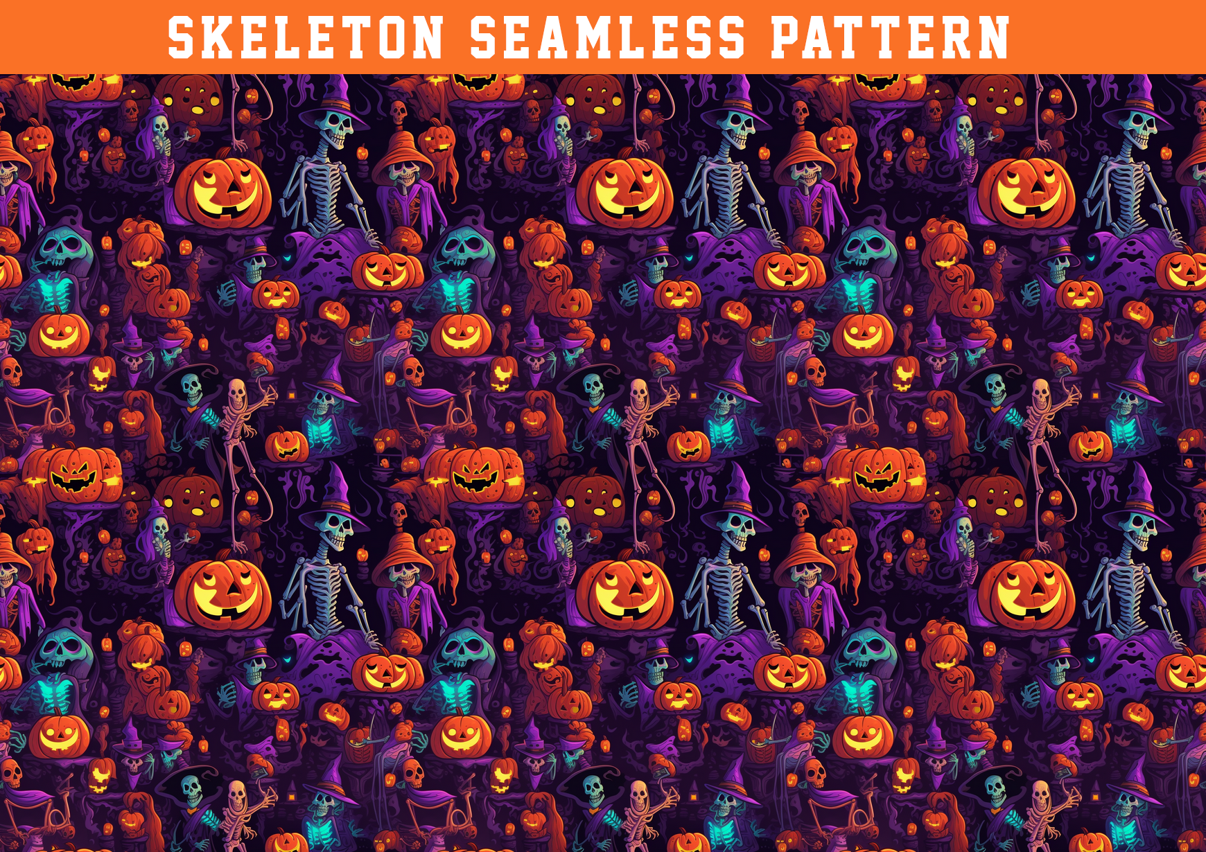 Halloween Skull Seamless Pattern Graphic by seasonal · Creative Fabrica