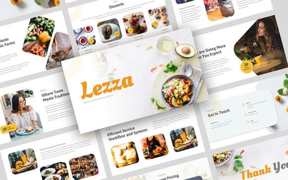 Preview of Lezza - Restaurant & Cafe PowerPoint food presentation template