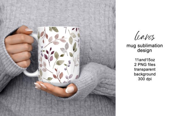 Mug Sublimation Design With Leaves Png Graphics
