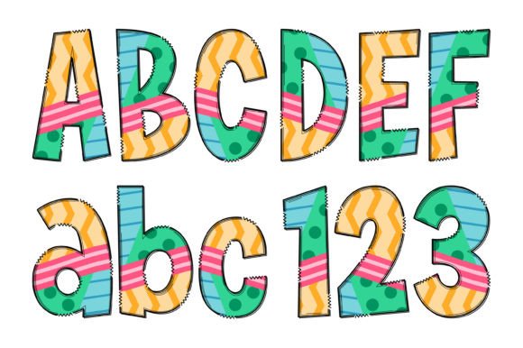 Multicolor Geometric Bundle Font PNG with transparent background - Preview 1
