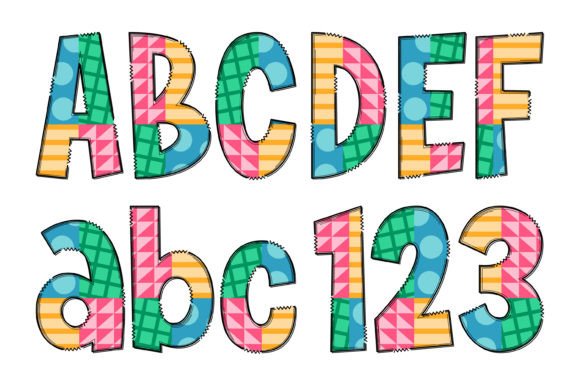 Multicolor Geometric Bundle Font PNG with transparent background - Preview 2