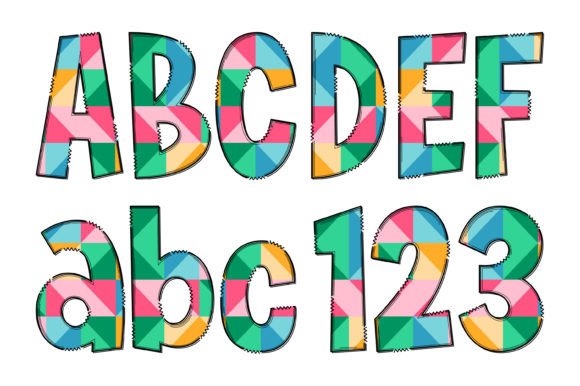 Multicolor Geometric Bundle Font PNG with transparent background - Preview 3