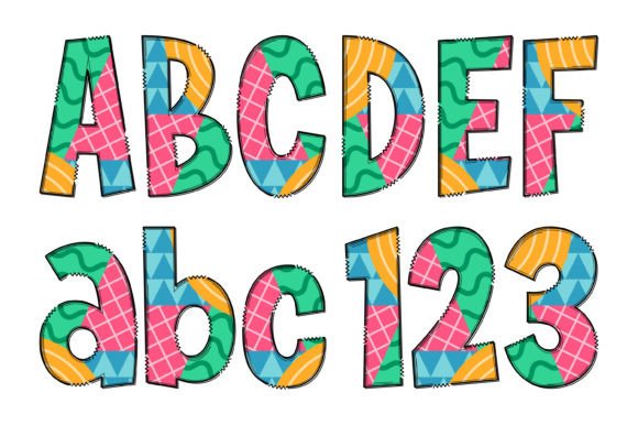 Multicolor Geometric Bundle Font PNG with transparent background - Preview 4