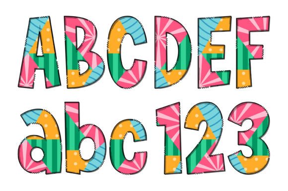 Multicolor Geometric Bundle Font PNG with transparent background - Preview 5