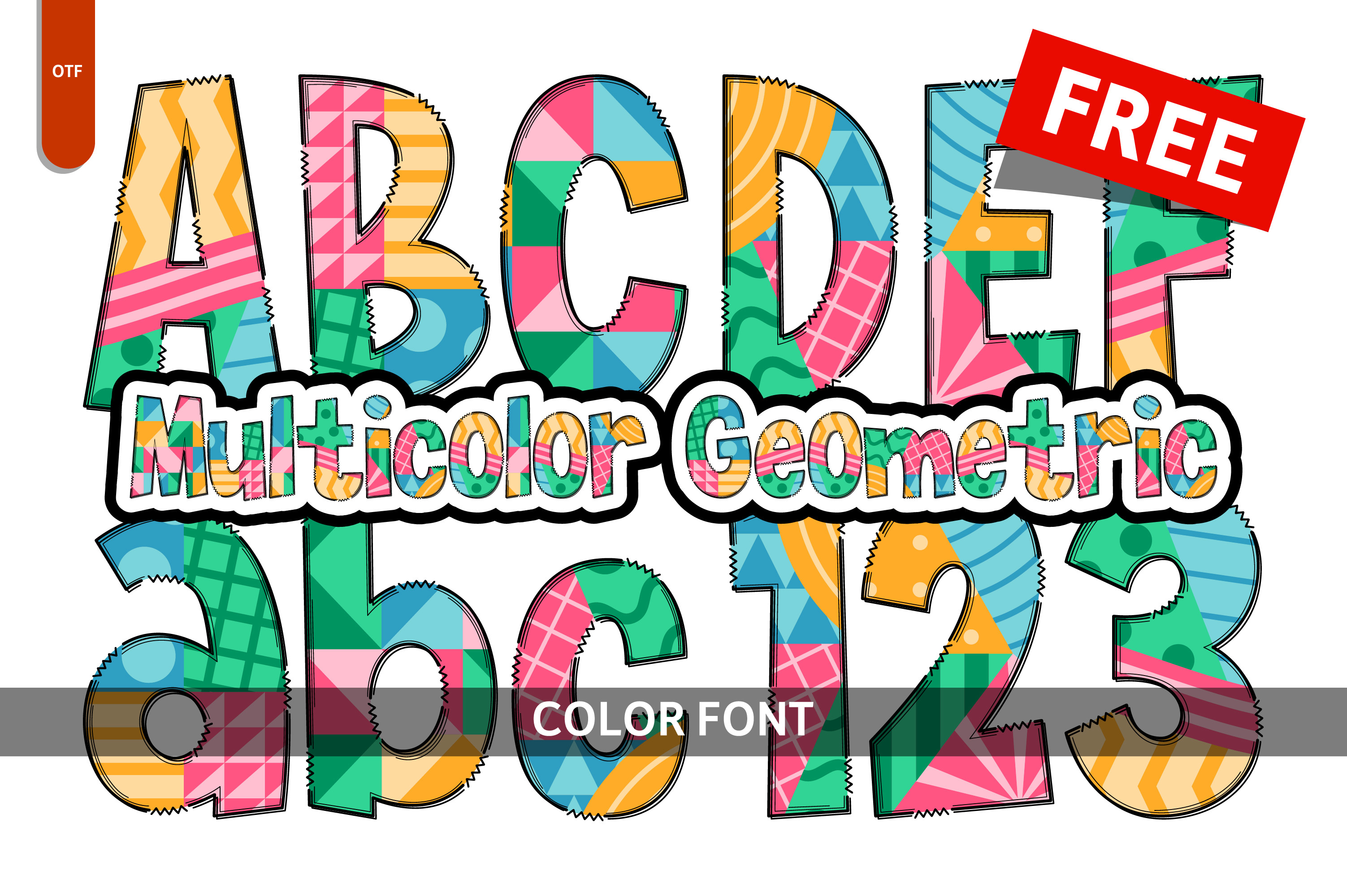 Multicolor Geometric Font by Imagination Switch · Creative Fabrica font preview