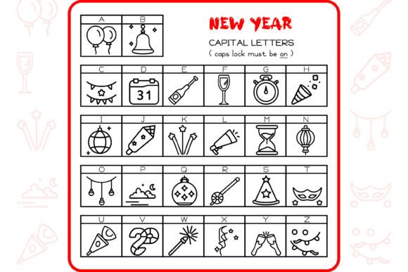 New Year Icons Font PNG with transparent background - Preview 1