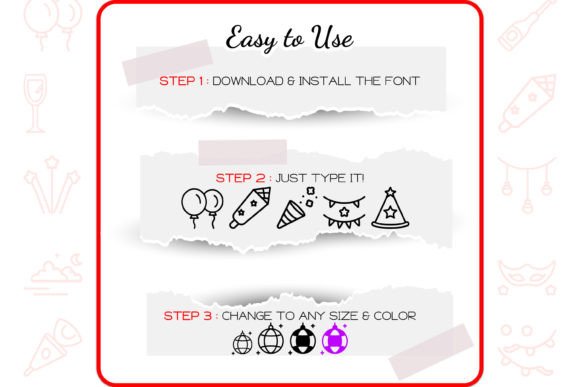 New Year Icons Font PNG with transparent background - Preview 3