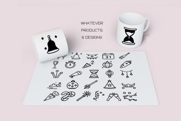New Year Icons Font PNG with transparent background - Preview 5
