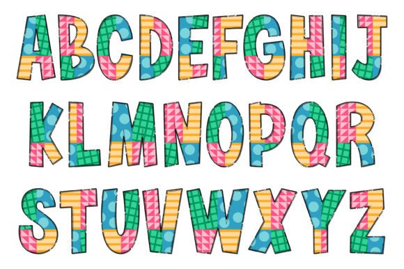 Pastel Geometric Font PNG with transparent background - Preview 1