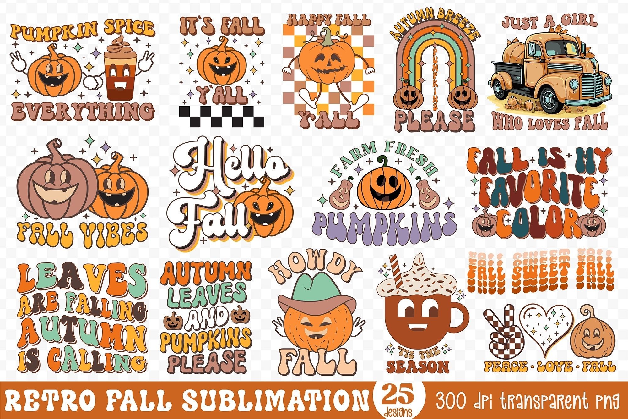 Retro Fall PNG Sublimation Bundle Graphic by CraftlabSVG · Creative Fabrica