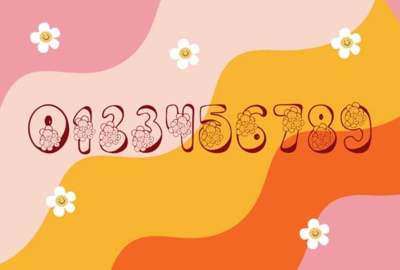 Retro Flowers Font PNG with transparent background - Preview 6
