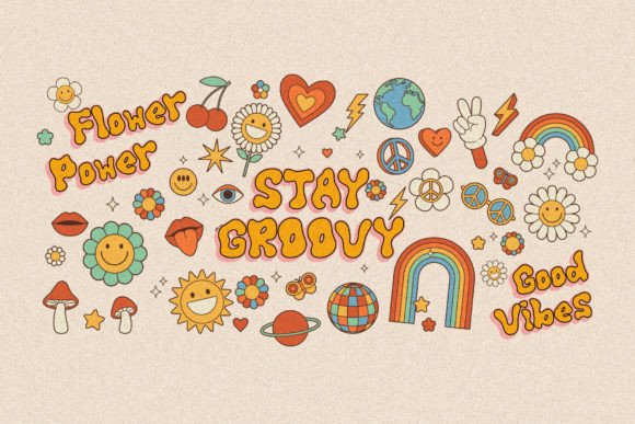 Retroovy Vibes Font PNG with transparent background - Preview 2