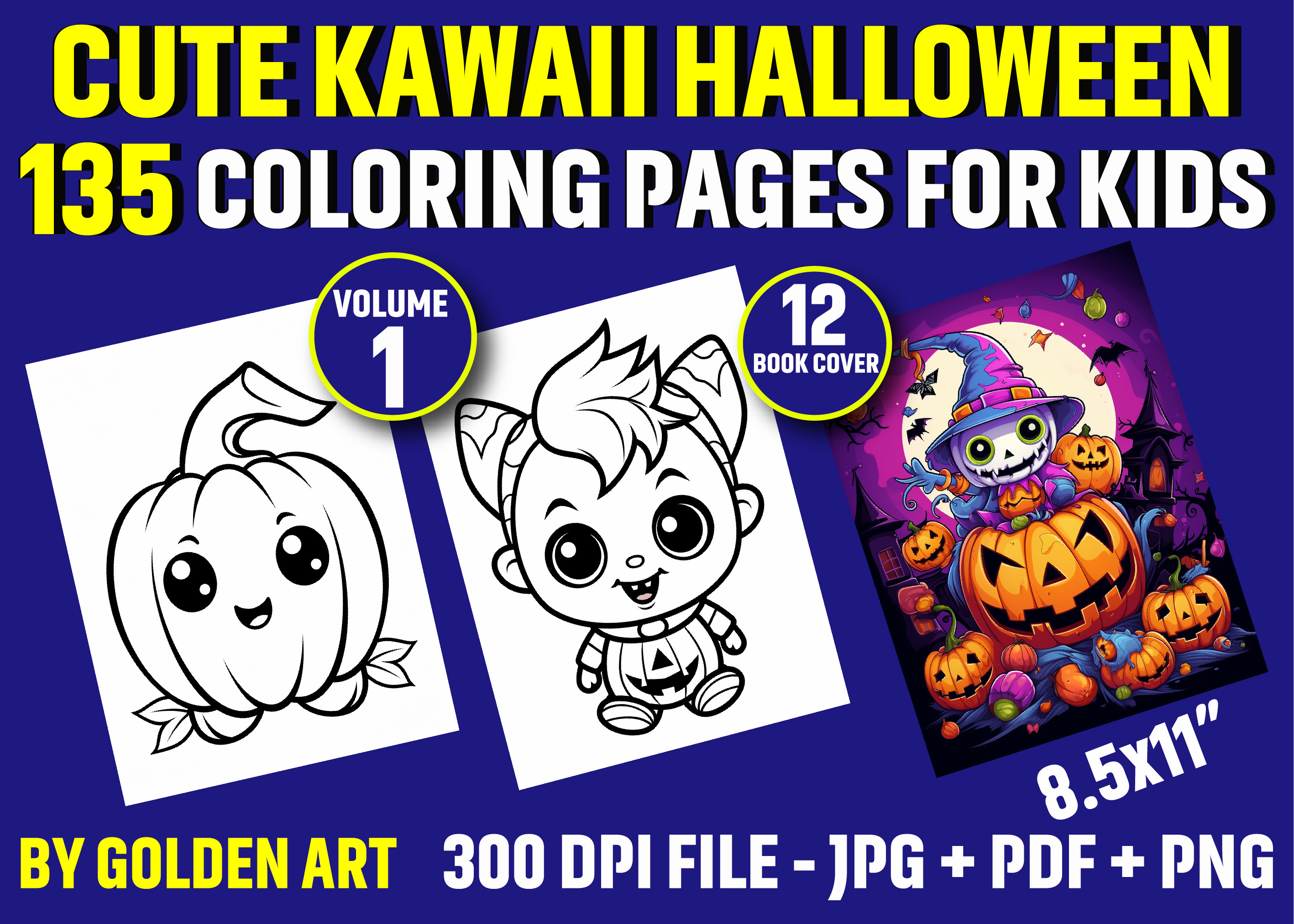 135 Cute Kawaii Halloween Coloring Pages