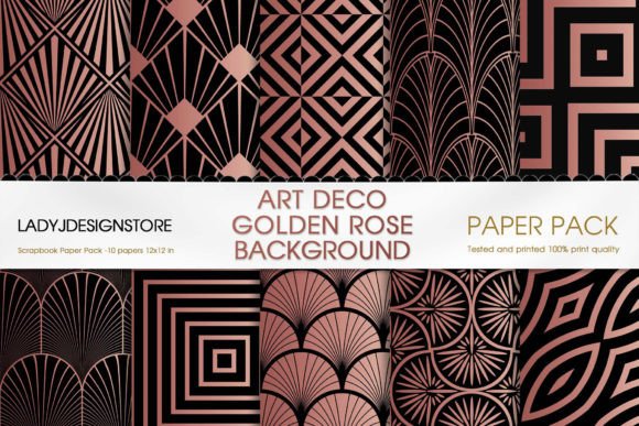 Art Deco Rose Gold Digital Foil