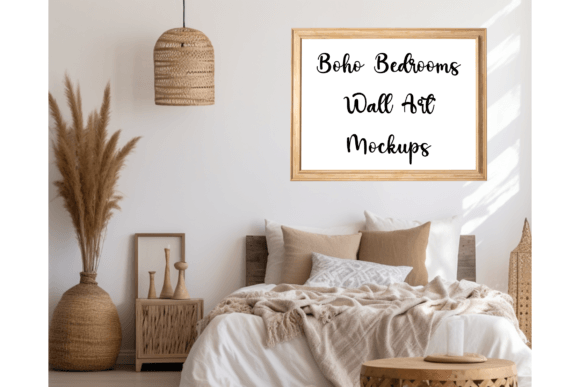 Boho Bedrooms-Wall Art Mockups Graphic Frames & Posters By Niki Lyn Digital Design